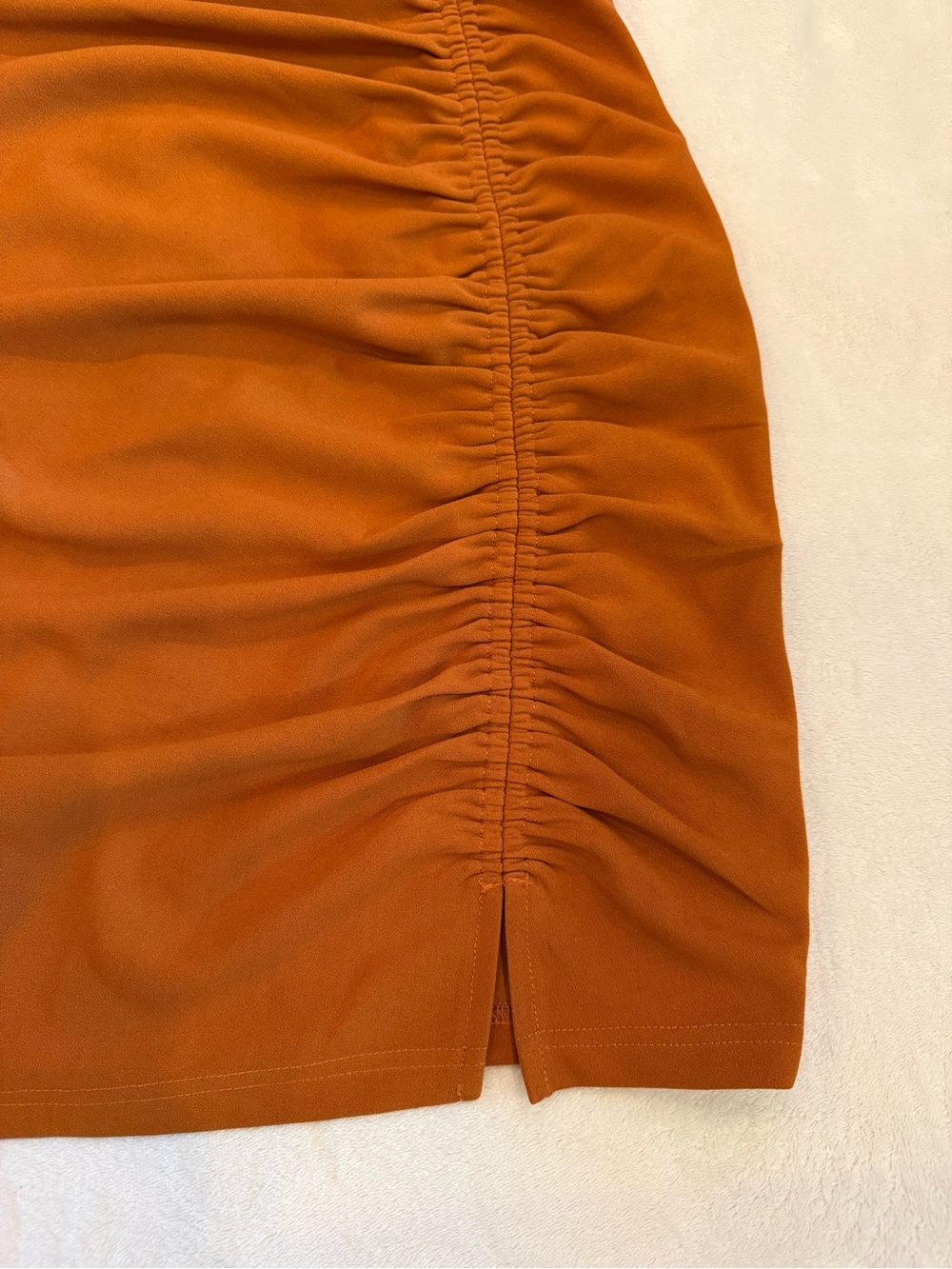 Elliatt Rust Spaghetti Strap Ruched Mini Dress - Picture 2 of 8